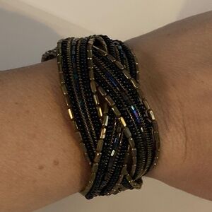 Iridescent Beaded Cuff Bracelet